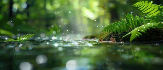 Fototapeta premium Sparkling Stream in a Lush Forest Setting