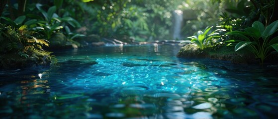 Sparkling Stream in a Lush Forest Setting