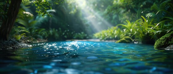 Sparkling Stream in Lush Forest Environment