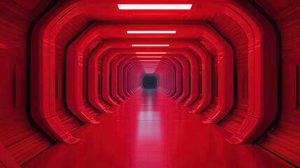 Red futuristic modern corridor design