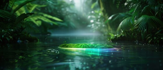 Obraz premium Glistening Stream in Lush Forest Setting