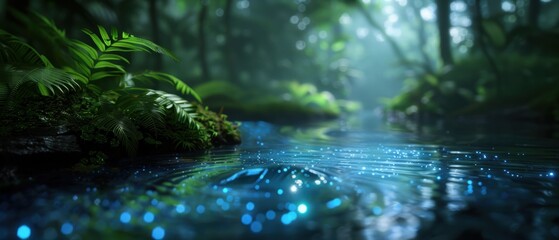 Sparkling Stream in Lush Forest Environment