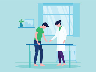 Patient in doctor office. Physician medical consulting. Diagnosis treatment patients in hospital, healthcare vector concept. Diagnosis patient and care, treatment healthcare illustration