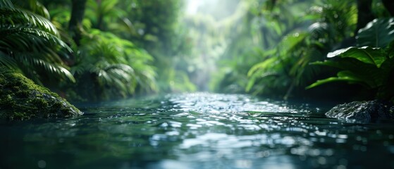 Sparkling Stream in Lush Forest Landscape