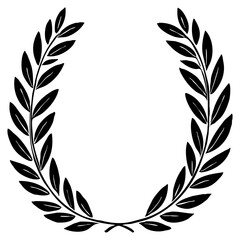 Obraz premium Laurel wreath . Black and white botanical pattern. For use in graphics, materials. Abstract plant shapes. Minimalist illustration for printing on wall decorations.