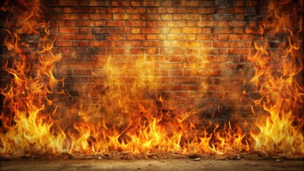 rendering of a grunge wall engulfed in blazing fire, hot, flames, burning, abstract, background, texture, inferno, heat