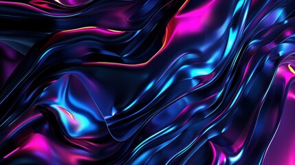 Obraz premium Abstract Wavy Metallic Surface with Iridescent Shimmer