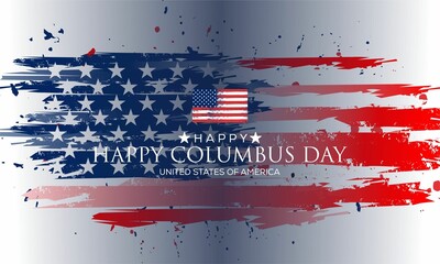 Happy Columbus Day  with USA Flag  ,celebrate Christopher Columbus discover America  