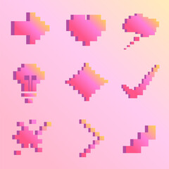 Obraz premium Colorful pixel retro art 80s-90s mosaic design, perfect for a playful and fun game concept