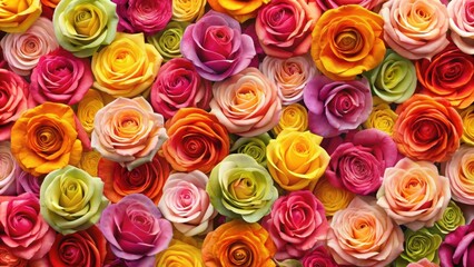 Fototapeta premium Seamless background featuring vibrant roses, floral, seamless, pattern, background, texture, roses, flowers, blooming, garden