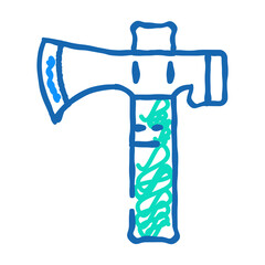 half hatchet hammer doodle icon sketch vector. half hatchet hammer sign. isolated symbol illustration