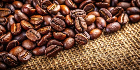 Naklejka premium Richly roasted coffee beans shining with a glossy sheen, displaying a tapestry of rich browns and textures, coffee beans