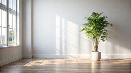 Serene indoor plant in sunlit modern minimalist room, indoor plant, sunlit, modern, minimalist, room, serene, tranquil