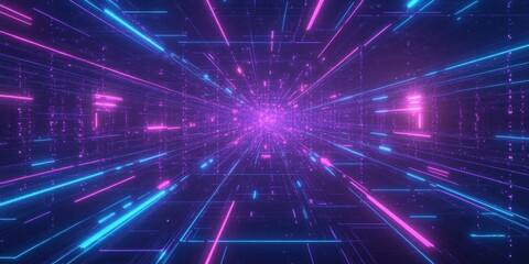 Obraz premium a futuristic tunnel with neon lights