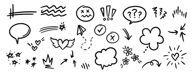 valentines day doodle collection, Cute love set doodle on white background.