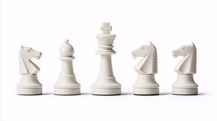 Elegant White Chess Pieces on Display