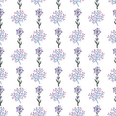 Floral Winter Garden Seamless Vector Pattern Design