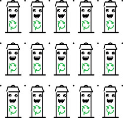 Stickers or icons on the topic of ecology. In fact, these are trash cans with cute faces.