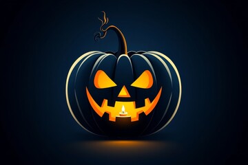 Minimalist icon of a glowing jack-o'-lantern, with simple shapes representing the eerie face and candlelight inside.