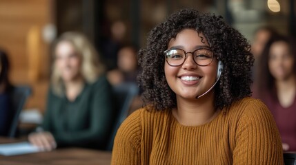 Professional with hearing aid in business meeting, accessible and inclusive work environment