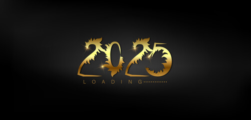 Vibrant gold Happy New Year 2025 displayed on a black background embodying the excitement of the upcoming year