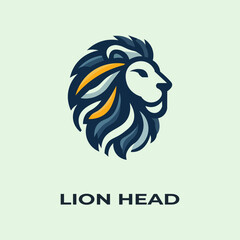 Unique, minimalist, simple colored lion or lion head logo illustration