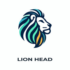 Unique, minimalist, simple colored lion or lion head logo illustration