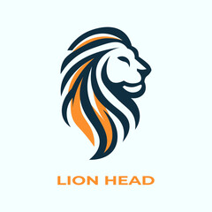 Unique, minimalist, simple colored lion or lion head logo illustration