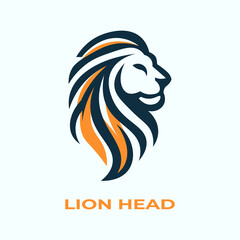 Unique, minimalist, simple colored lion or lion head logo illustration