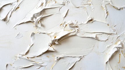 Textured white paint strokes on canvas, abstract