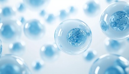 Abstract Blue Cell Structure on White Background