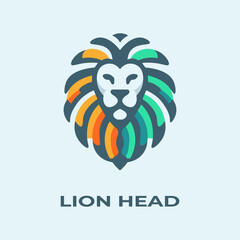 Unique, minimalist, simple colored lion or lion head logo illustration