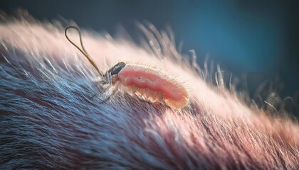 Parasitic relationship concepts - Close-up of a parasitic insect attaching itself to an animal.
