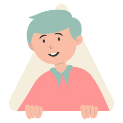 Peeking Human Cartoon Character. Isolated Illustration on White Background