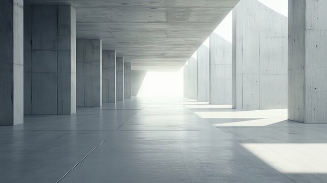 Grey light architecture empty concrete floor with modern structure perspective