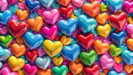 Fototapeta premium This delightful hearts pattern, bursting with color, is ideal for romantic weddings and Valentine’s Day festivities,
