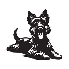 Scottish Terrier Dog Sitting Vector illustration black and white
