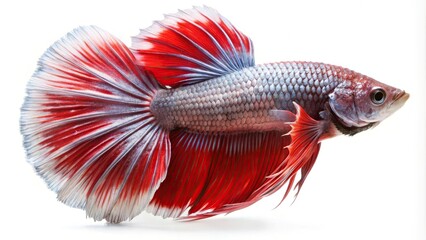 Fototapeta premium Red and silver betta fish isolated on white background