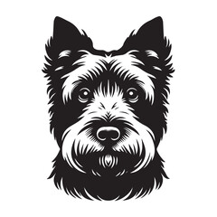 Scottish Terrier Dog Face Clipart Design - Dog Head Logo - Scottish Terrier Vector illustration in black and white