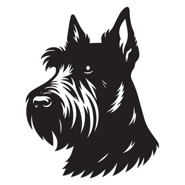 recommend clip art: Scottish Terrier Dog Face Clipart Design - Dog Head Logo - Scottish Terrier Vector illustration in black and white