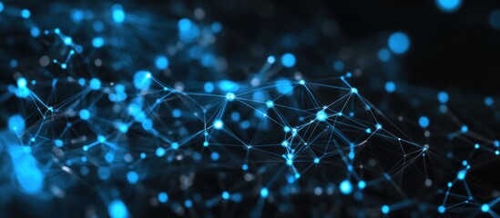 Abstract Digital Network with Blue Connections