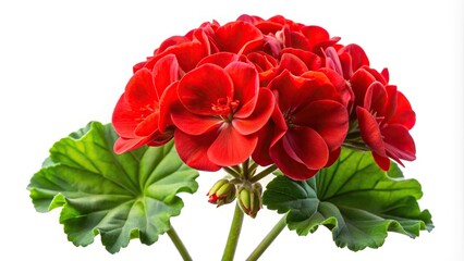 red geranium flower isolated on white background with clipping path