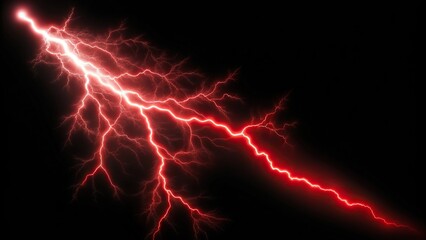 Obraz premium Red lightning striking against a dark sky