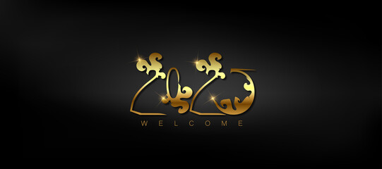 Vibrant gold Happy New Year 2025 displayed on a black background embodying the excitement of the upcoming year