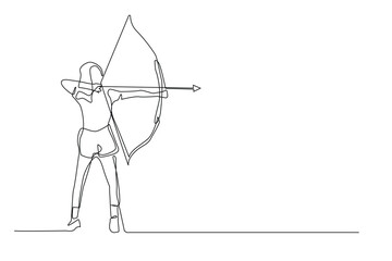 continuous line of archery athletes. single line of athletes with a bow in archery