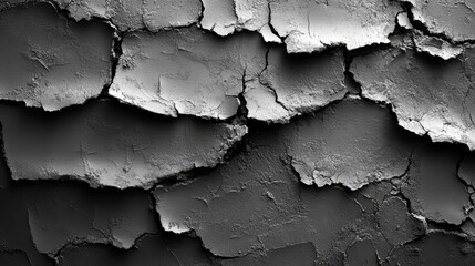 Obraz premium Cracked black and white wall texture, abstract