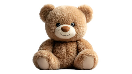 Fototapeta premium A brown teddy bear sits against a solid black background, showcasing its soft fur and charming expression.