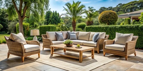 Obraz premium Transform your patio or garden with this elegant deep seating outdoor furniture set, providing timeless luxury and