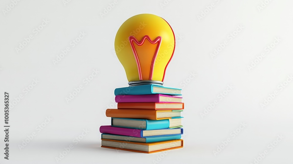 Poster a playful 3d rendering depicts a stack of brightly colored books arranged to create the shape of a l