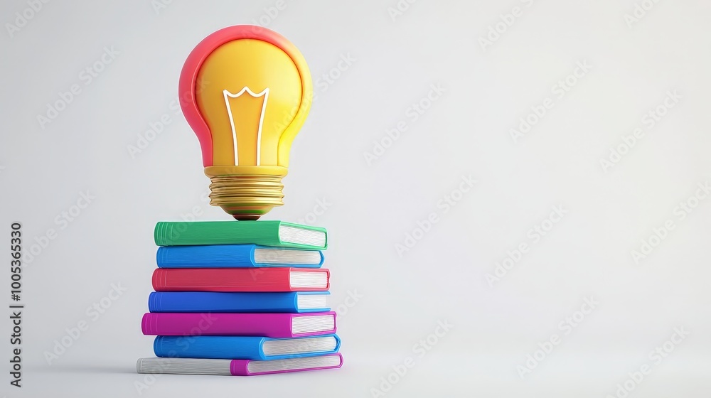 Poster a playful 3d rendering depicts a stack of brightly colored books arranged to create the shape of a l